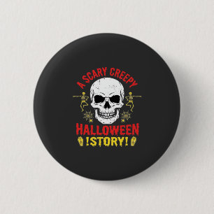 Badge Rond 5 Cm Histoire crânelle effrayante de Halloween Design_1