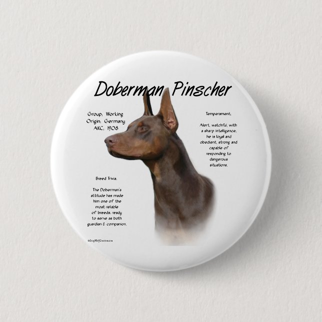 Badge Rond 5 Cm Histoire de Red Doberman (Devant)