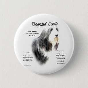 Badge Rond 5 Cm Histoire des collies hérissées; Amour Collies héri