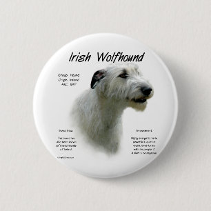 Badge Rond 5 Cm Histoire du Wolfhound en Irlande blanche