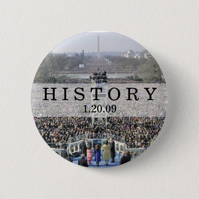 Badge Rond 5 Cm HISTOIRE : Foule à la cérémonie d'inauguration (Devant)