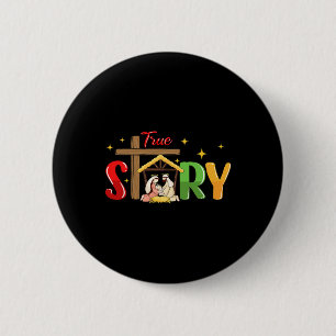 Badge Rond 5 Cm Histoire vraie Noël Nativité Jésus chrétien Noël