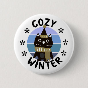 Badge Rond 5 Cm Hiver agréable, chouette