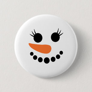 Badge Rond 5 Cm Hiver Snowman Face Eaux Cachettes Noël Noël Noël N