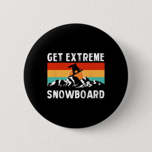 Badge Rond 5 Cm Hiver Sports extrêmes Montagnes Snowboard Frets