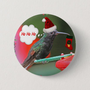 Badge Rond 5 Cm Ho Ho Ho colibri