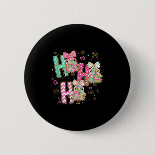 Badge Rond 5 Cm Ho Ho Ho Joyeux Noël Coquette Nœud Arbres de Noël