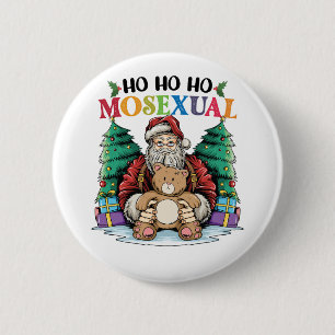 Badge Rond 5 Cm Ho Ho Ho Mosexuel Gay Santa LGBTQ Gay Noël 