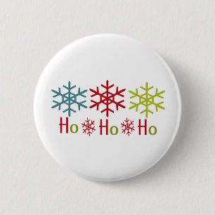 Badge Rond 5 Cm Ho Ho Ho Noël de flocon de neige