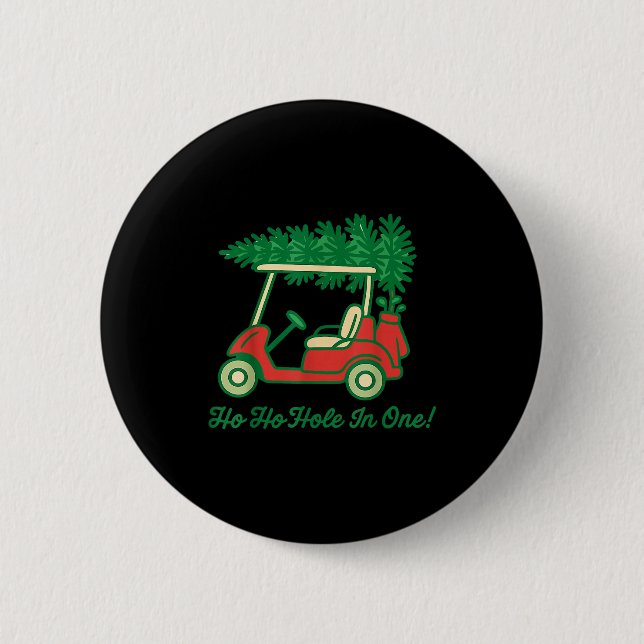 Badge Rond 5 Cm Ho Ho Hole In One Santa Golf Christmas Holiday Gol (Devant)