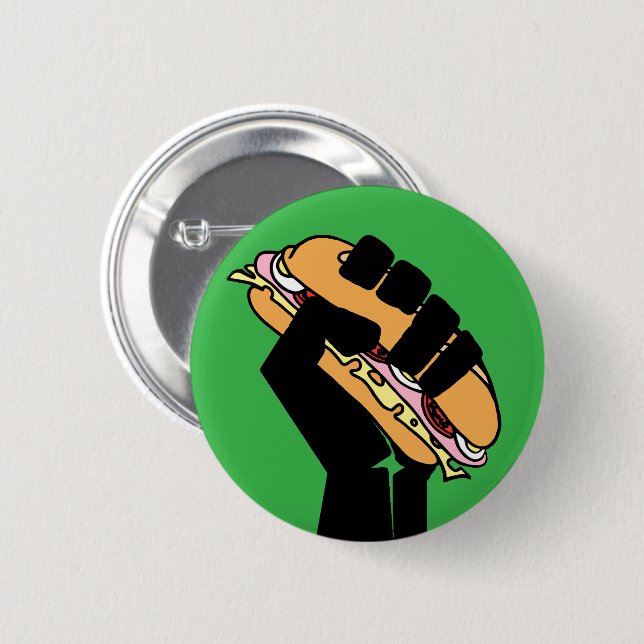 Badge Rond 5 Cm Hoagie Sandwich Guy Fist Resist Anti Trump (Devant & derrière)