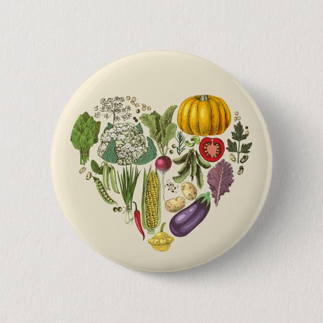 Badge Rond 5 Cm Hobby Garden Végétation Coeur croissant (Devant)