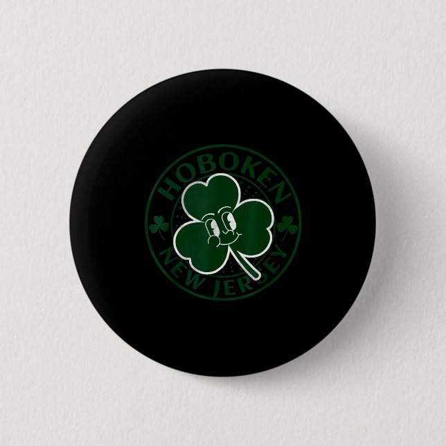 Badge Rond 5 Cm Hoboken New Jersey Irish Shamrock Nj Retro Souveni (Devant)