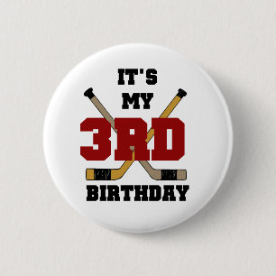 Badge Rond 5 Cm Hockey 3ème anniversaire Tshirts et cadeaux