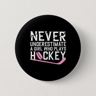 Badge Rond 5 Cm Hockey Amusant Pour Femmes Filles Joueuse De Hocke