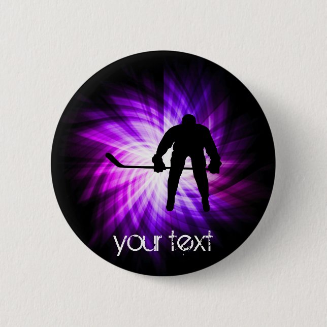 Badge Rond 5 Cm Hockey cool violet (Devant)