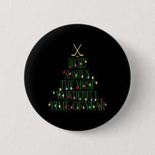 Badge Rond 5 Cm Hockey de Noël amusant - La période la plus mervei
