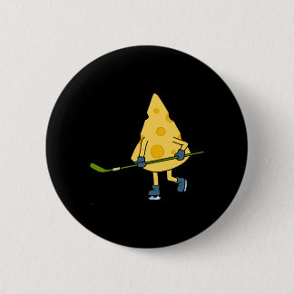 Badge Rond 5 Cm Hockey Player Cute Cheese Hobby Sports Performance