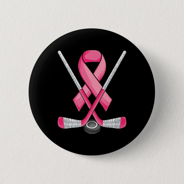 Badge Rond 5 Cm Hockey rose Ruban Brebis Sensibilisation au cancer (Devant)