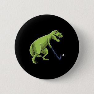 Badge Rond 5 Cm Hockey sur gazon Dinosaure T-rex Joueur Hommes Fem