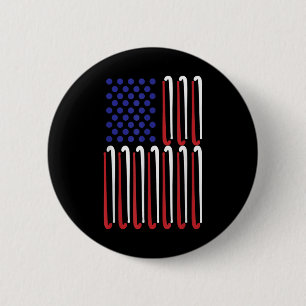 Badge Rond 5 Cm Hockey sur gazon Drapeau américain Joueur de hocke