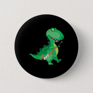 Badge Rond 5 Cm Hockey sur gazon pour enfants Dinosaure Drôle 