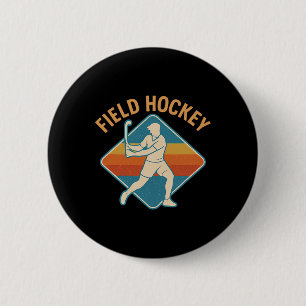 Badge Rond 5 Cm Hockey sur gazon rétro sport style vintage 