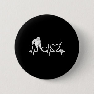 Badge Rond 5 Cm Hockey sur glace Cœur Saint-Valentin Battement de
