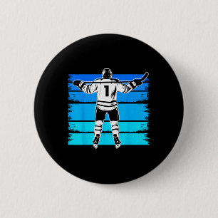 Badge Rond 5 Cm Hockey sur glace Garçons Numéro 1 1er Anniversaire