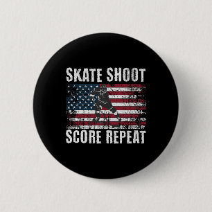 Badge Rond 5 Cm Hockey Usa Drapeau Américain Drôle Quatre Juillet