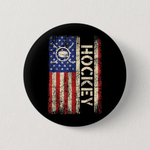 Badge Rond 5 Cm Hockey Usa Drapeau Américain Joueur de Hockey Hock