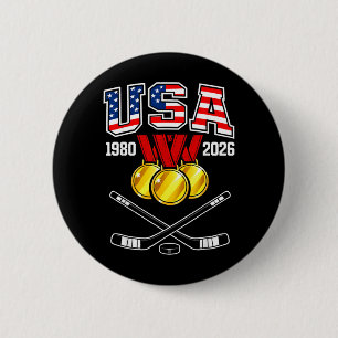 Badge Rond 5 Cm Hockey Vintage Usa Bâtons Croisés 1982 2026