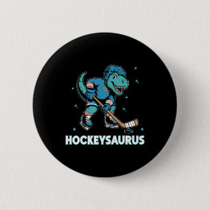 Badge Rond 5 Cm Hockeysaurus Drôle Dinosaure Trex Hockey Enfants H
