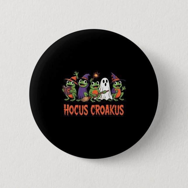 Badge Rond 5 Cm Hocus Croakus Frog Halloween Magic Spell Funny Wit (Devant)