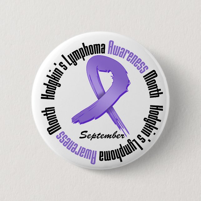 Badge Rond 5 Cm Hodgkins Lymphoma Awareness Mois Grunge Ribbon (Devant)