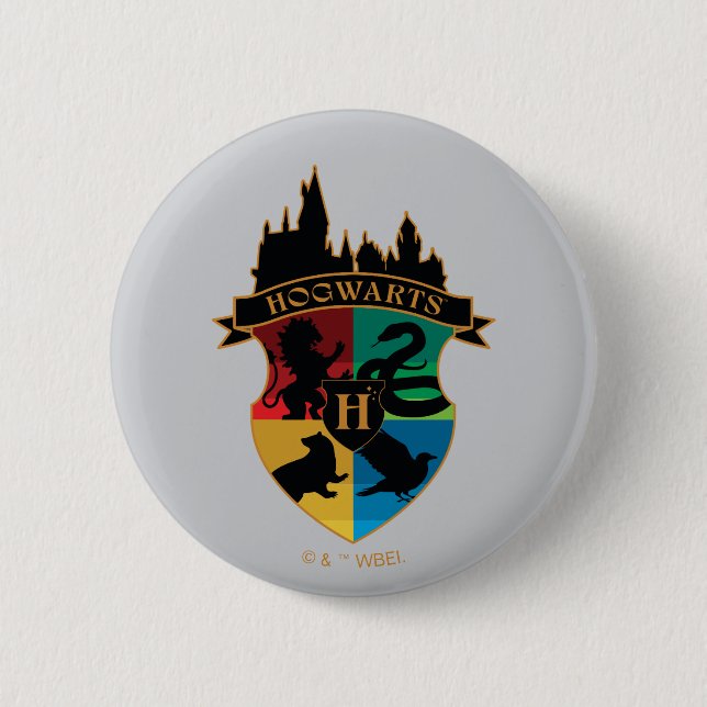 Badge Rond 5 Cm HoGWARTS™ Castle Crest House Insigne de fierté (Devant)