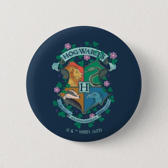 Badge Rond 5 Cm HOGWARTS™ Floral Crest (Devant)