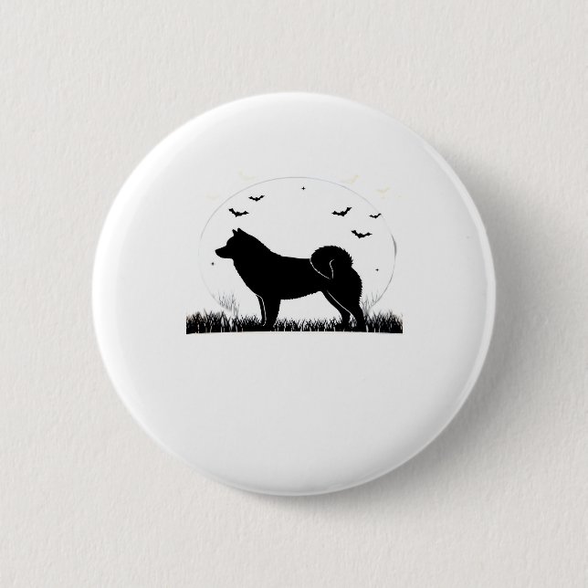 Badge Rond 5 Cm Hokkaido Dog � Halloween Moon Silhouette Classic T (Devant)