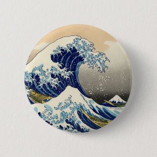 Badge Rond 5 Cm Hokusai le grand bouton de vague