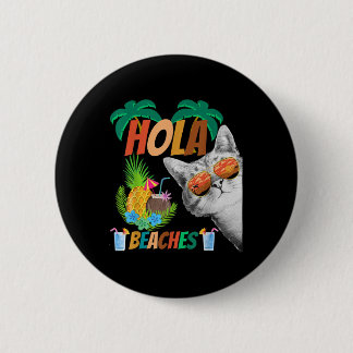 Badge Rond 5 Cm Hola Plages Chat Portant Des Gants Pour Homme &