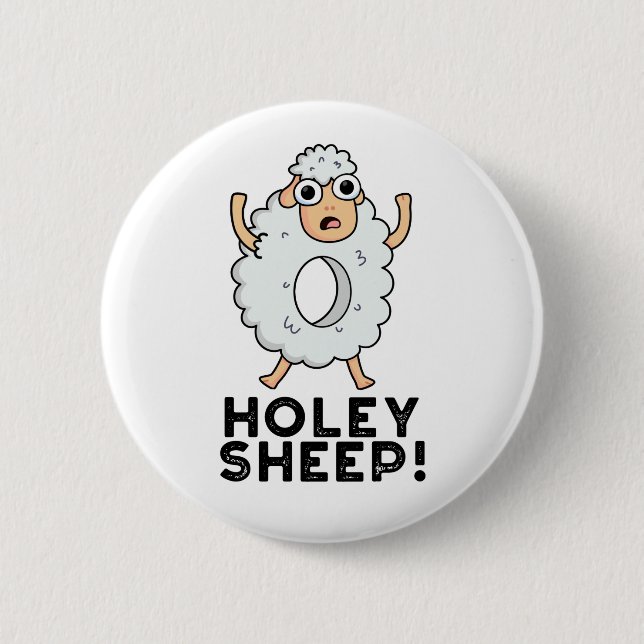 Badge Rond 5 Cm Holey Sheep Funny Animal Pun (Devant)