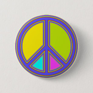 Badge Rond 5 Cm holiES - colorful PEACE sign + your ideas