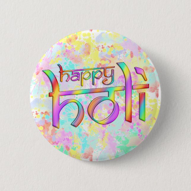 Badge Rond 5 Cm holiES - HAPPY HOLI dégradés de couleur 1 (Devant)