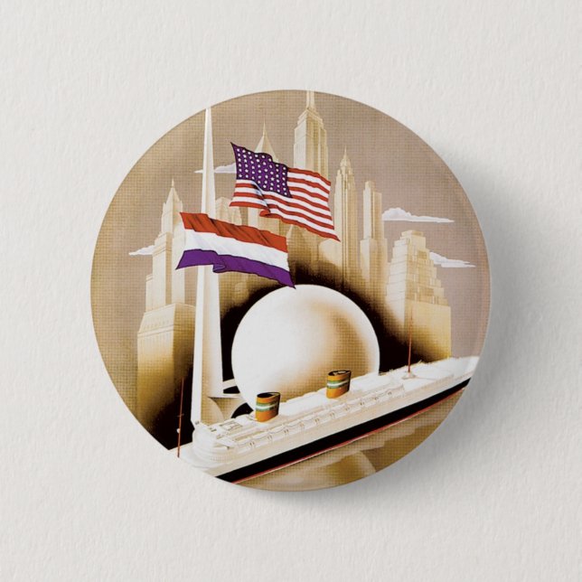 Badge Rond 5 Cm Holland America Line New York (Devant)