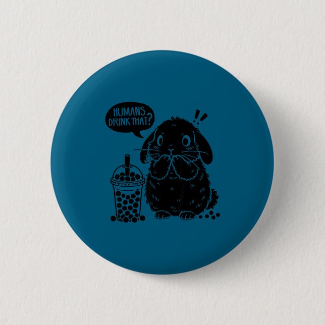Badge Rond 5 Cm Holland Lop Rabbit And Boba Tea Funny Bunny Bubble (Devant)