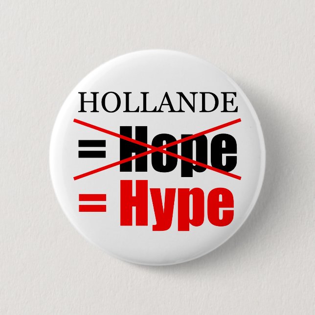 Badge Rond 5 Cm Hollande Not Hope = Hype ! ! ! ! ! ! ! ! ! ! ! ! ! (Devant)