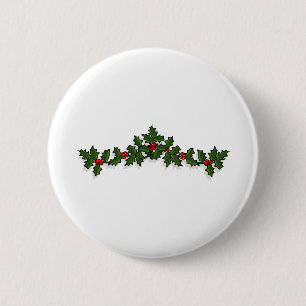 Badge Rond 5 Cm Holly Ornament Holiday X-Mas Santa Claus Xmas