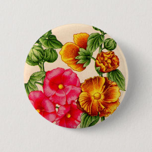 Badge Rond 5 Cm hollyhocks