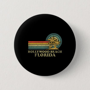 Badge Rond 5 Cm Hollywood Beach Floride Famille Vacances Vintage P