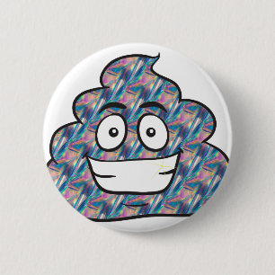 Badge Rond 5 Cm hologram poop emoji